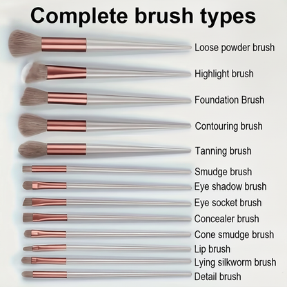 13-Piece Professional Makeup Brush Collection — Soft Fur Bristles